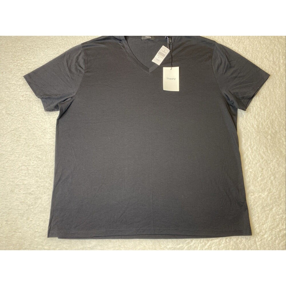 Theory L59812 Mens Incisive Silk-Cotton Claey Plaito Tee Size‎ XXL T-Shirt Black